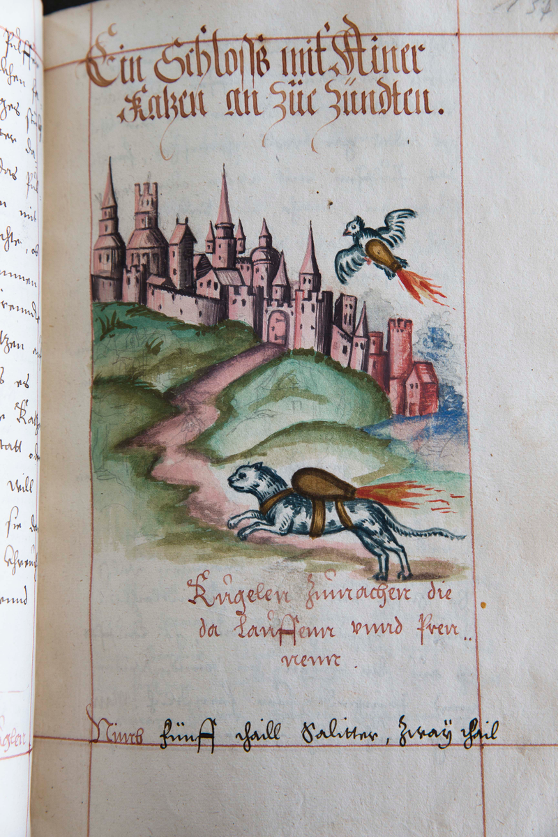Illustration for article titled Peasant-Killing Potential Of Rocket Cats Shown In 16th Century Manual